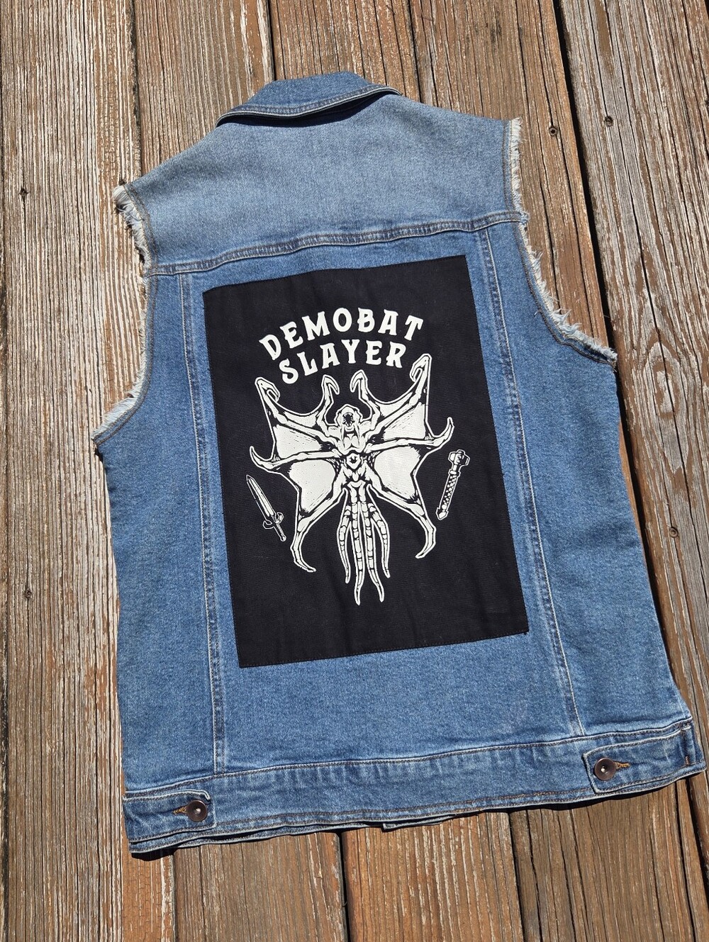 Stranger Things Demobat Slayer Denim Vest Eddie Munson Hellfire Club Size Small